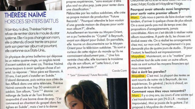 therese-neaime-actress-press-Femme-orientale-Magazine-Page-1